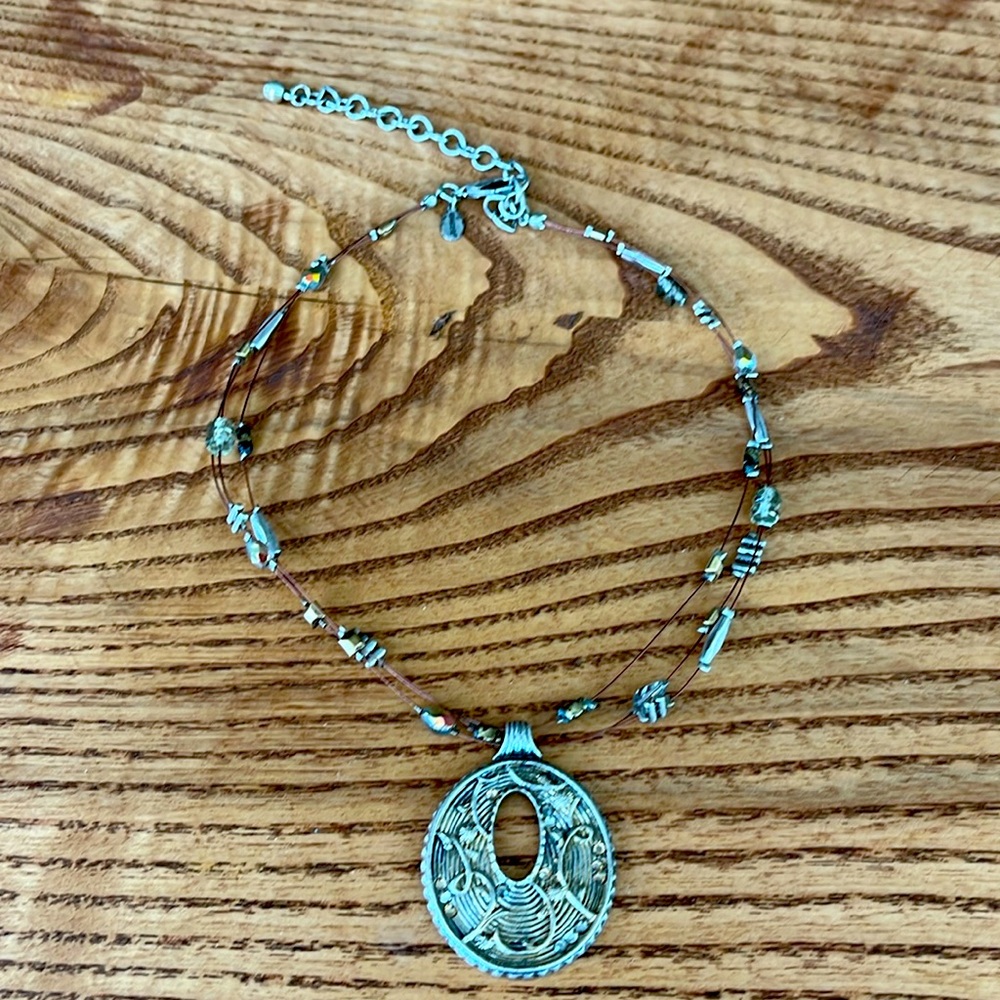 Chico‘s necklace, silver, and gold accents copper wire